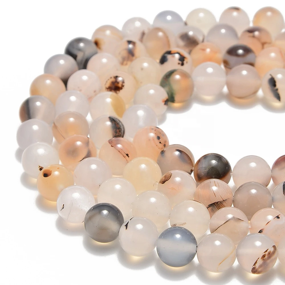 Top Quality Smooth Round Gemstone Loose Beads Dendritic Montana Agate