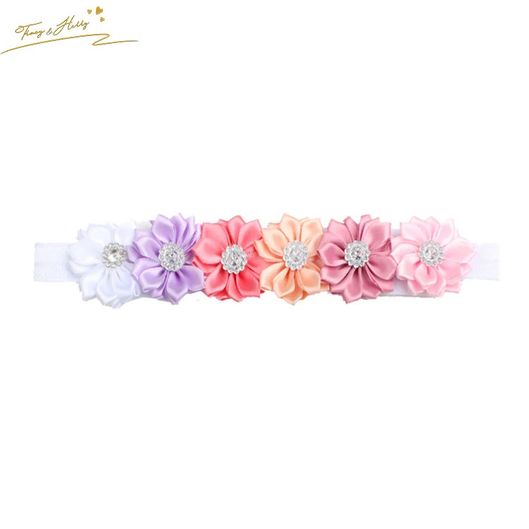 Tracy &amp; Herry Factory Fancy Hair Sweet Flower Baby Hair Headband For Kids With Ribbon Rose flower hair band  For baby Girls