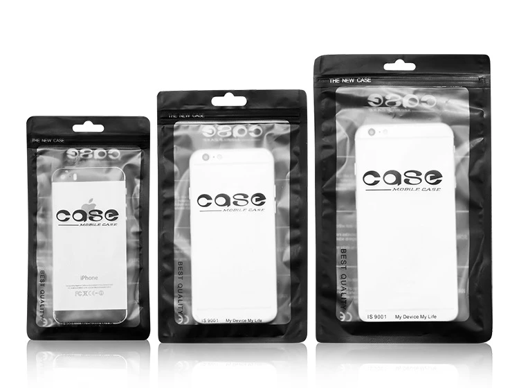 Transparent Electronic Equipment Packing Bag Resealable Zipper Phone Case Packaging Bag with Euro Hole