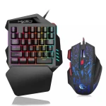 Travelcool V100 Gaming Keyboard and Mouse Wired Mechanical Rainbow Mini Half Keyboard Support Wrist Rest USB Wired Mouse