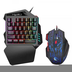 Travelcool V100 Gaming Keyboard and Mouse Wired Mechanical Rainbow Mini Half Keyboard Support Wrist Rest USB Wired Mouse