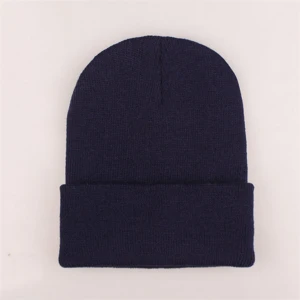 Unisex Wholesale Personalized Solid Color Winter Warm Acrylic Knitted Beanie Hat With Custom Logo