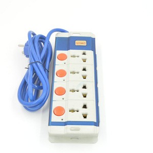 Universal 16 Amp Individual Switch 4 Gang 6 Gang Extension Cord Power Strip can add Surge Protector