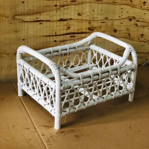Vintage Look Wicker Rattan Dolls Crib Doll house Furniture Collection For Best Playing Kids