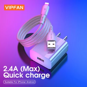 VIPFAN Single Port 2.4A Fast Charging Mobile Phone Adapter Charger