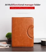 Waterproof Leather Zipper File Folder Bag,Multifunction Portfolio Folder,a4 Leather Document file folder