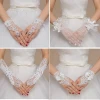 Wedding adorned pearls Ivory bride bridal lace gloves fingerless ivory french lace gloves free