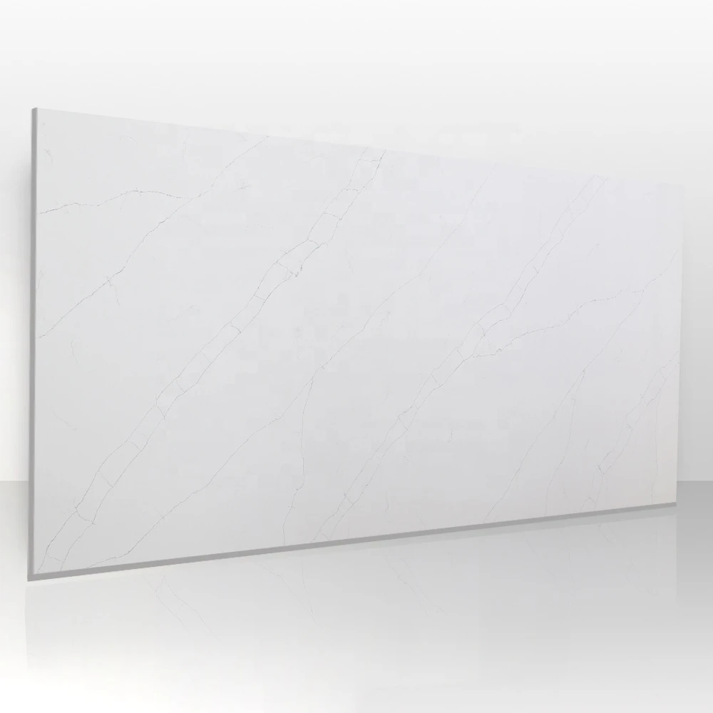 White Calacatta Cuarzo Marble Look Solid Surface Sheet Artificial Quartz Stone Slabs