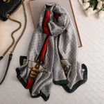 Wholesale 2020 latest ladies long imitated silk scarves fashion women satin silk shawls stoles brand names printed scarf