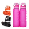 Wholesale BPA Free Foldable Silicone Sport Collapsible Water Bottle With Custom Logo
