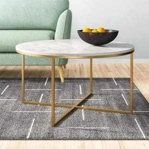 Wholesale Contemporary Coffee Table Marble Top Modern Round Gold Tea Coffee Table