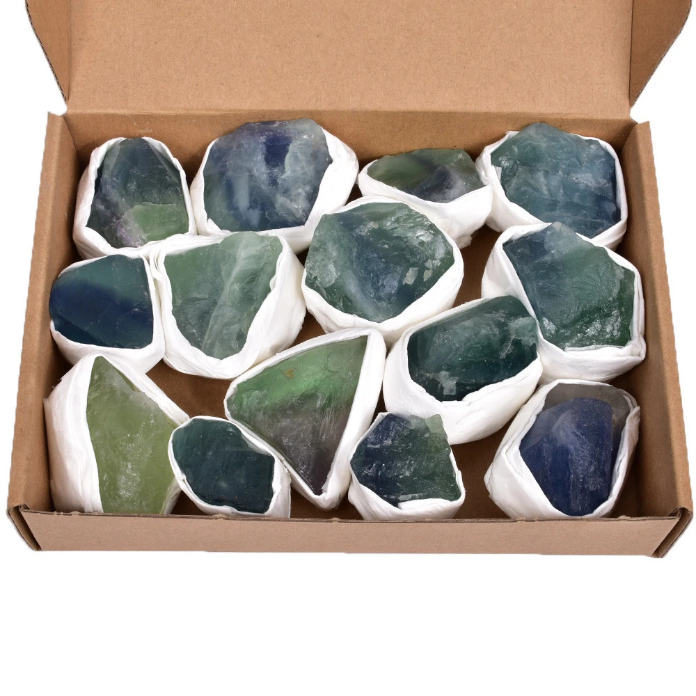 Wholesale Crystal Minerals Natural Quartz Fluorite Rough Raw Stone For Chakra Healing Products Box Set