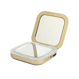 wholesale custom personalized plastic square lighted compacts cosmetic makeup led pocket mirror