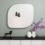Wholesale customized different shape wall mounted fancy silver bathroom mirror