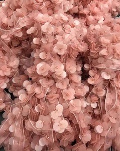Wholesale decorative jewelry accessories girls pink sequin flower lace trim