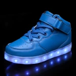 Wholesale Fashion New USB Charger Running Rechargeable Custom Logo Kids LED Light Up Shoes