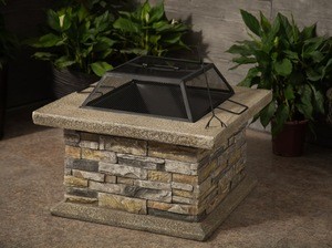 wholesale fire pits 29Inch Fire Pit Stacked Stone Fire Pit Table Limestone Firepit