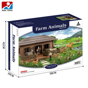 Wholesale happy kid toy farm house toy plastic mini animal farm toy HC433825