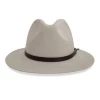 Wholesale Leather Band Crushable Wool Felt Hats Western Style Fedora White