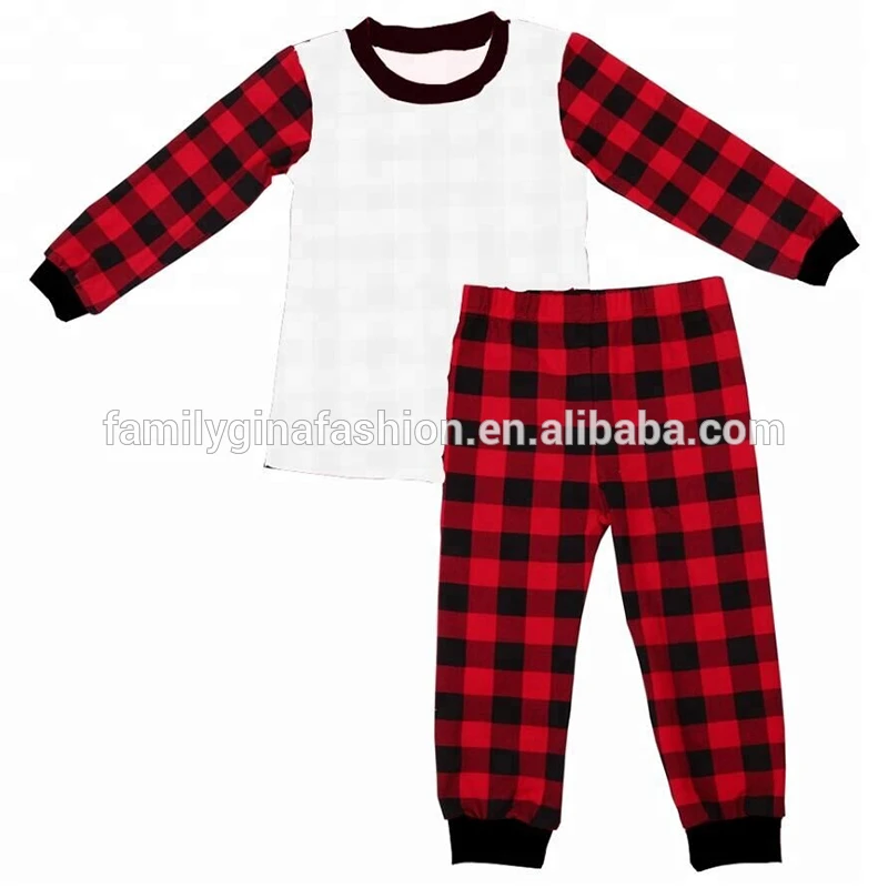 Wholesale Monogram Fancy Sleepwear Black Red Kids Christmas Baby Pajamas