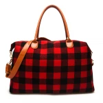Wholesale Plaid Weekender Bag Plaid Large Capacity Duffel Bag white/black Buffalo plaid Travel Bag