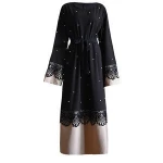 Wholesale plus size black abaya arabic women clothing long sleeve abaya muslim women lace dresses islamic clothing