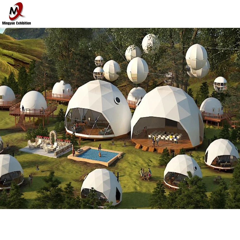 Winter Geodesic dome tent Igloos hotel rooms for tourism project