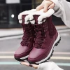 Winter Thermal Cotton Shoes Outdoor Anti Slip Fur Lining Fluffy Snow Boots For Women