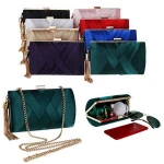 Women's Elegant Tassel Pendant Silk Evening Bag Clutch Purse for Bride Wedding Prom Night Out Party