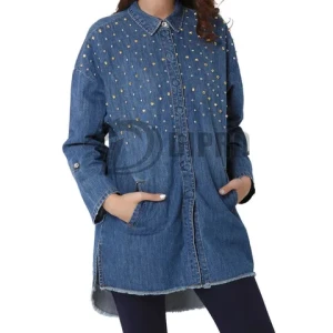 Womens Denim Shirt Long Sleeve Slim Fit Casual Girls Jeans Tops Shirts New Design