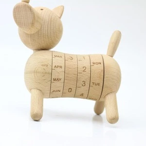 Wooden Crafts; Gifts Factory Wooden Dog Shaped Perpetual Calendar/ Wooden Dog shaped stand