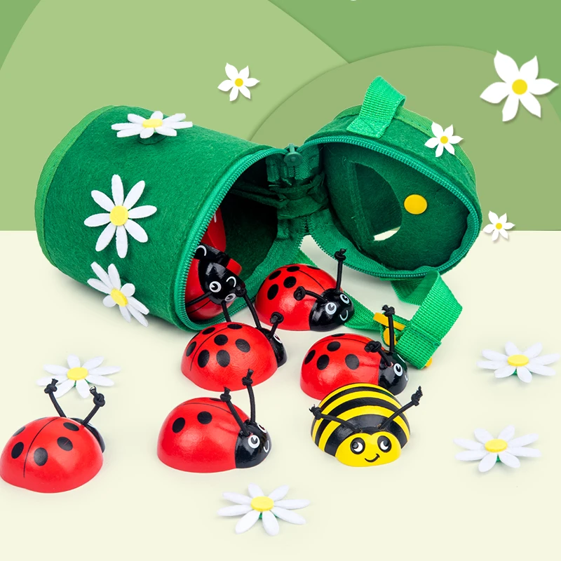 wooden new design children learn to count colorful ladybugs wholesale Montessori toys for child educational