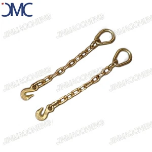 Yellow Zinc Plated Steel Binder Chain With Pear Link And Eye Hook
