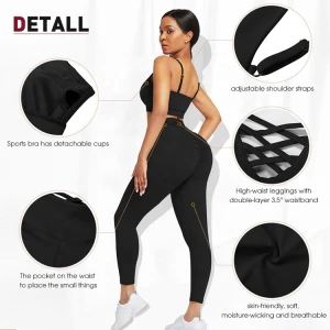 YUANYI 2021 custom 3 pieces fitness sport bra high waist fitness leggins Women Wear Sportswear Yoga Wear suit