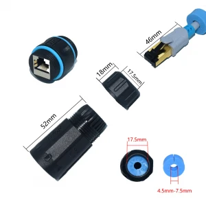 YXY IP68 RJ45 Ethernet LAN Waterproof Connector Two-Way Dual RJ45 CAT6 Outdoor Connector