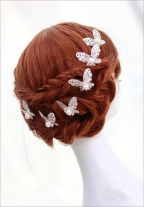 ZH0408X Shinning Butterfly Hair Clips MINI Rhinestone Pearl Hair Accessories Bridal Jewelry Decoration