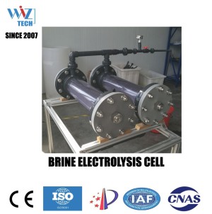 Brine electrolysis to produce 0.8% sodium hypochlorite solution for water disinfection