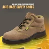 Mid-cut Rubber skidproof sole suede safety footwear A2919