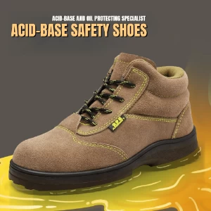 Mid-cut Rubber skidproof sole suede safety footwear A2919