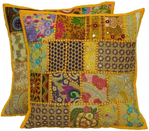Handmade Decorative Cushion Covers Khambadi Patchwork Embroider Pillow Case Throw