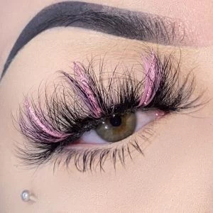Glitter eyelashes 25mm real mink lashes with mixed colors glittered strands festival beaut eyelash