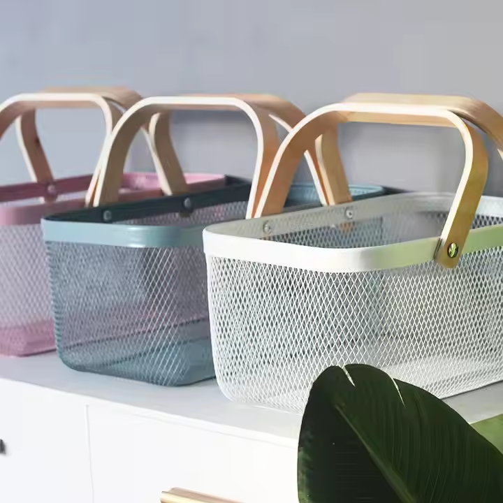 Buy Square Rectangle White Mesh Steel Storage Organizer Fine Mesh ...