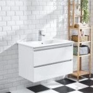 White High Glossy Painting Wall Mounted Contemporary Bathroom Vanity Unit