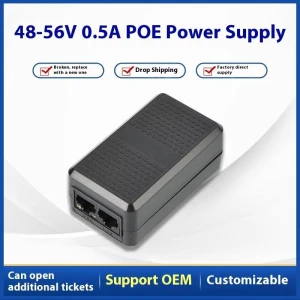 PoE Injector 48V 0.5A 24W, 2 Ports PoE Power Supply, IEEE 802.3af Compliant, Plug & Play for IP Camera, Wireless AP, Ro