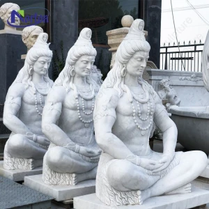 Factory direct supply famous India marble carved life size meditating white stone lord Shiva statue