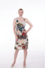Digital Print Ladies Casual Dress Back Lace