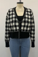 Customized Spring / Winter 53%Viscose 27%Polyester 20%Nylon double knit Sweater Cardigan for Ladies