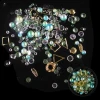 1 Box Mixed Colorful Pearls Rhinestones and Metal Circle litter Crystal AB Diamond 3D Nail Art Decoration