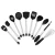 Import 10 piece black kitchen tools gadget silicone kitchen spatula stainless steel silicon utensils set with holder from China