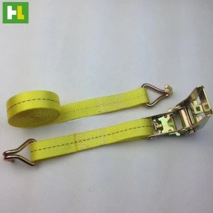 1000kg Capacity polyester Material Tie down strap with ratchet and J-hooks